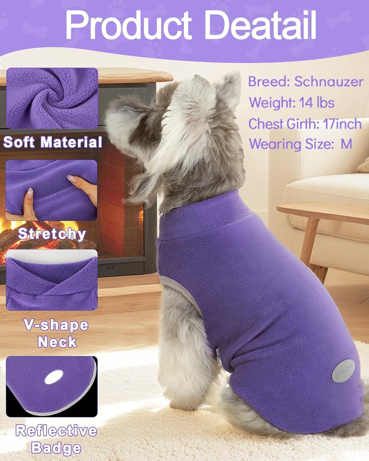 XPUDAC 4 Pieces Fleece Dog Sweaters Vest Winter Warm Dog Clothes for Small Medium Large Dogs Girl Soft Pullover Doggie Sweatshirt Puppy Cold Weather Jacket, 510-vest-L